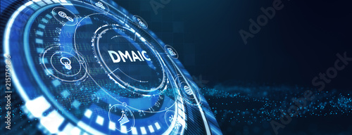 DMAIC, Six Sigma. Define, Measure, Analyse, Improve, Control. Standard quality control and lean manufacturing concept. 3d illustration