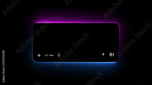 AI chatbot interface prompt area animation isolated on black background