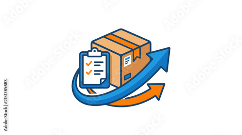 Colorful 3D illustration of a modern delivery van with boxes.