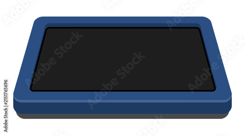Modern blue laptop computer on white background isolated.