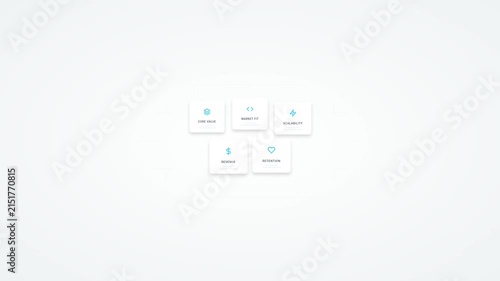 Minimalist user interface dashboard elements featuring a collection of clean white interactive button icons with blue symbols for digital navigation