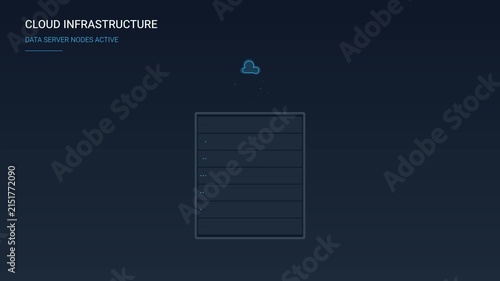 Digital Network Architecture Featuring Server Node Connectivity and Cloud Computing Infrastructure Visualization