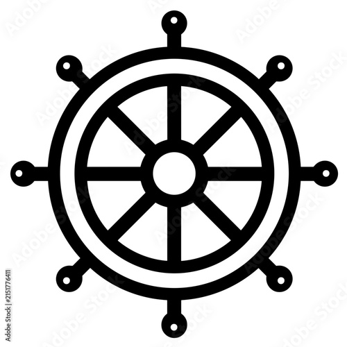 Minimalist nautical ship rudder vector icon