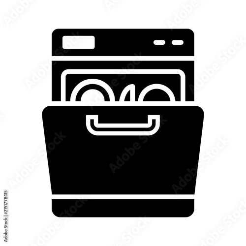 Dishwasher Machine Icon Solid Glyph Style Isolated on Transparent Background