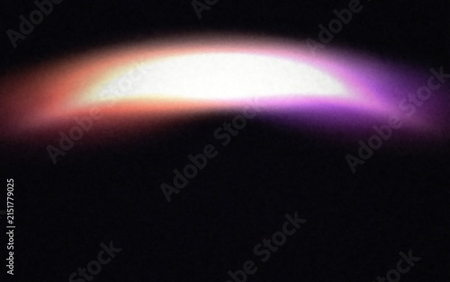 Vibrant glowing arc of light transitioning from orange to purple against a dark black background, creating a colorful, and dynamic atmosphere