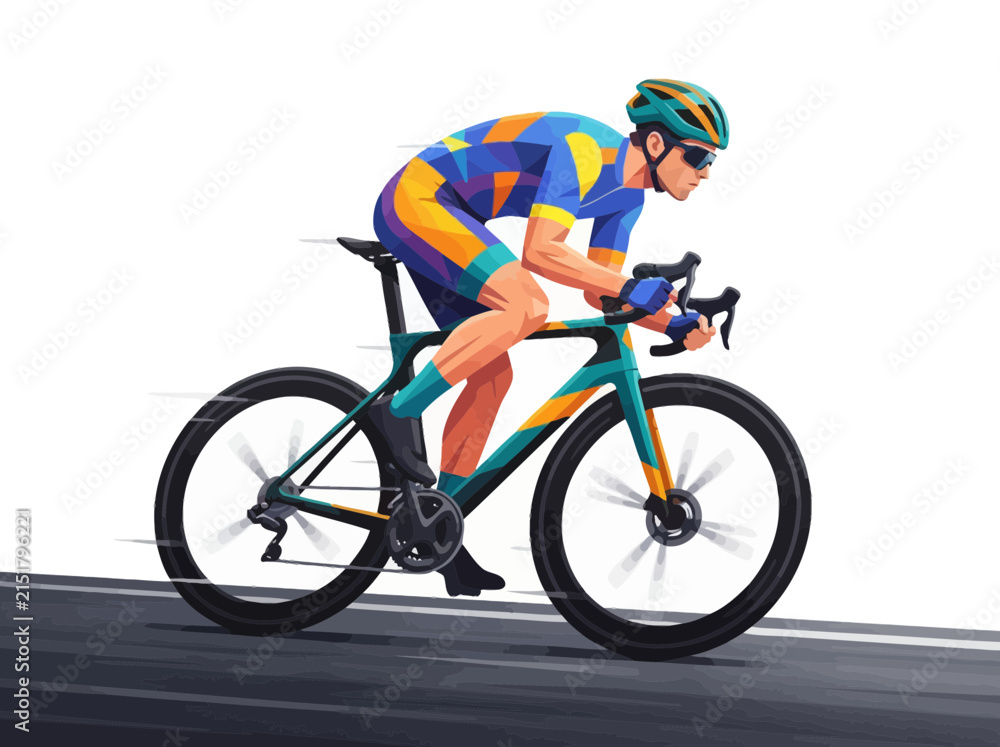 Fototapeta premium Professional cyclist racing on a high performance road bike at high speed.