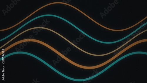 Canvastavla Abstract background, with flowing, parallel, wavy lines in, teal, orange, and, b