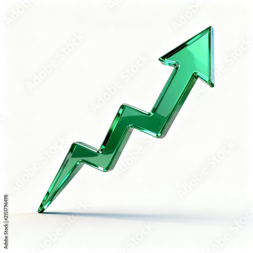 Green Upward Arrow Symbolizing Growth, Success, and Rising Performance