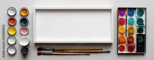 Flat lay of art supplies