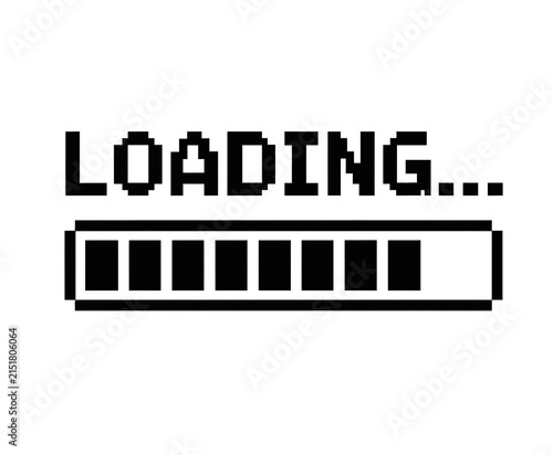 Retro 8bit Pixel Art Loading Bar with Pixel Font Text Classic Arcade Game Style – PNG Transparent