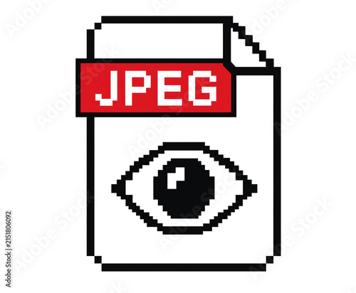 Retro Pixel Style JPEG Image File Icon with Eye Graphic Classic Early Internet Aesthetic – Y2K PNG Transparent