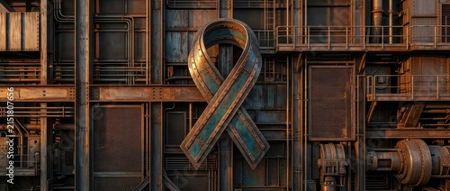 Industrial metal ribbon symbol for mens health awareness campaign