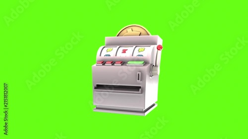 3D Slot Machine Casino Game on Green Screen Chroma Key Loop