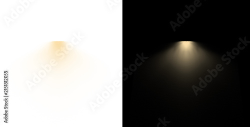 Soft amber lighting beam isolated on transparent background