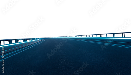 3d rendering futuristic illuminated highway road curve with transparent background