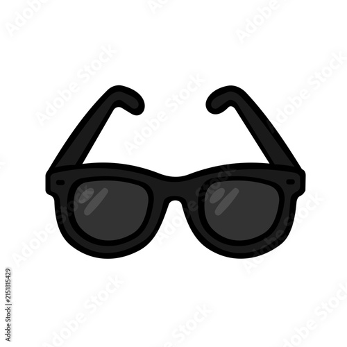 Stylized Black Sunglasses Vector Icon on White Background