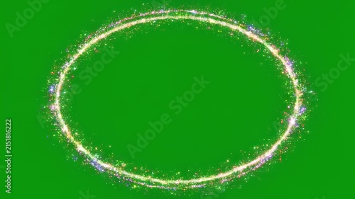 Golden Glittering Circles Forming Against Green Screen Background with Subtle Light Flares