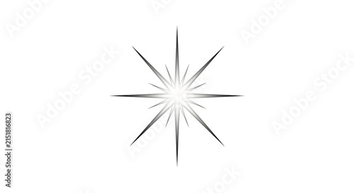 Sparkling Star Icon Design Element with Eight Sharp Rays Isolated on a Transparent Background for Graphic Projects