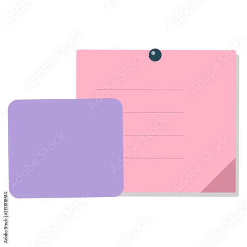 Two colored sticky notes with one clipped to the other isolated on transparent background