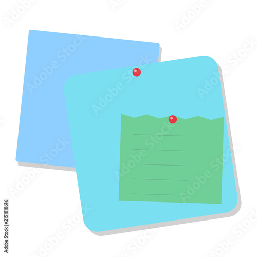 Flat design map pin on colorful paper stack with landscape isolated on transparent background