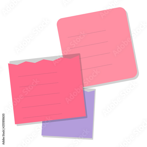 Colorful sticky notes with dotted grid pattern isolated on transparent background