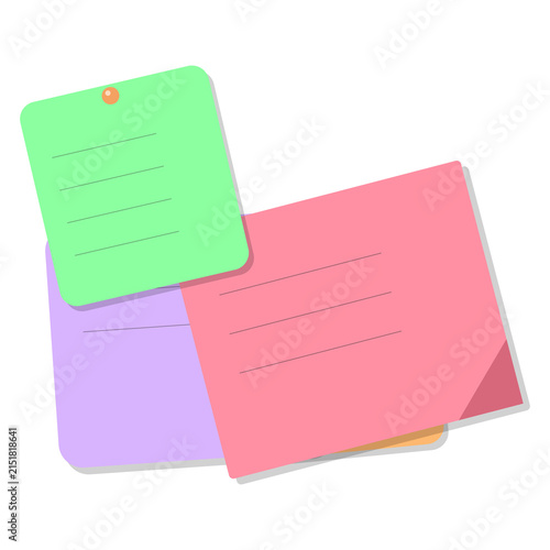 Colorful sticky notes with lines on a white background isolated on transparent background