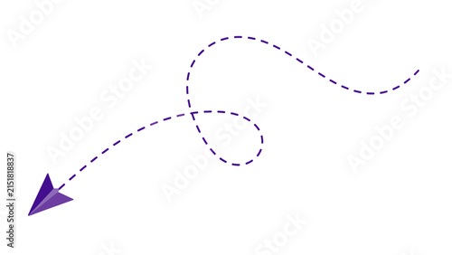 Purple Dotted Curved Arrow Path Icon Route Journey Direction