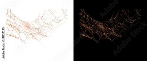 Obraz na plátne Spooky spider web isolated on white and black backgrounds, creepy halloween cobw