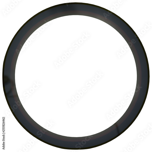 Fotografía Black circular frame mockup, round dark metallic ring border, camera lens bezel