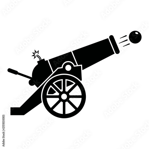 Foto Cannon firing ball silhouette graphic