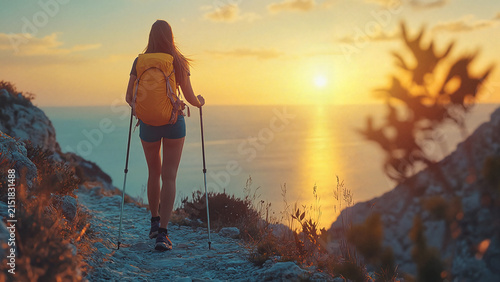 Nordic walking poles, sporting goods advertising, outdoor equipment catalogs, healthy lifestyle campaigns, fitness advertising, tourism campaigns, outdoor apparel promotions, sports magazines