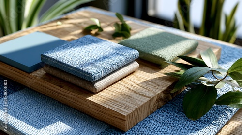 Interior Design Mood Board with Fabric Samples / 生地サンプルを並べたインテリアデザインのムードボード