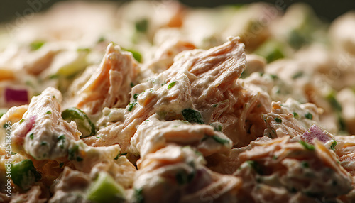 Close up of tuna salad creamy textured salad generated.AI