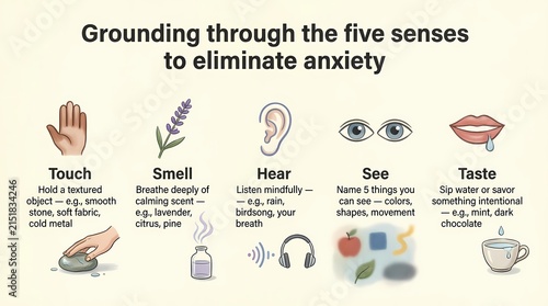 Grounding through the five senses to eliminate anxiety