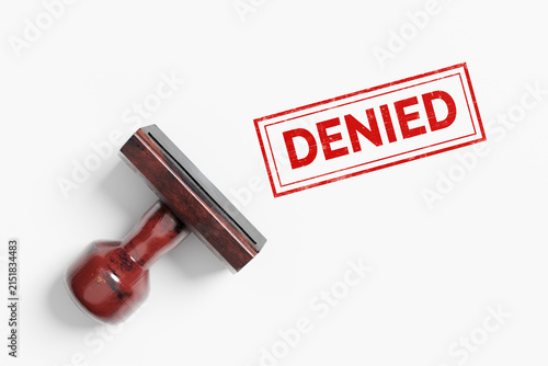 Obraz na płótnie Denied rubber stamp marking a refusal concept