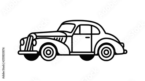 Minimalist Line Art Illustration of a Vintage Classic Car