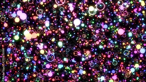 2D circle colorful shapes flying Particles space abstract background