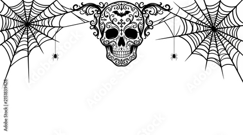 Foto Halloween border Halloween sugar skull banner element