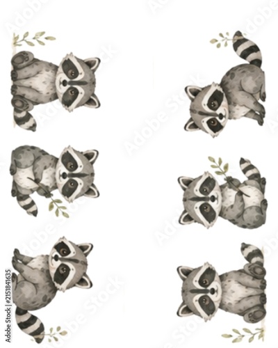 Cute Watercolor squarells Collection, Hand Drawn Small Animal Illustrations