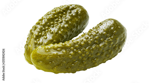 Obraz na plátne Two bumpy green pickles close-up
