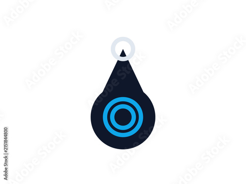 Картината върху платно Minimalist digital icon featuring a dark teardrop shape with glowing blue circle