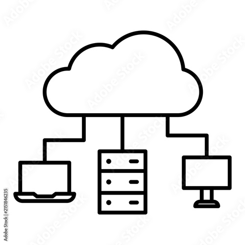 cloud computing line icon with editable stroke