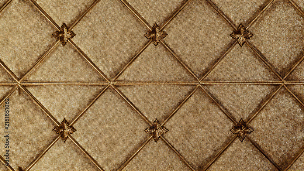 Fototapeta premium Beige quilted leather texture background with diamond pattern