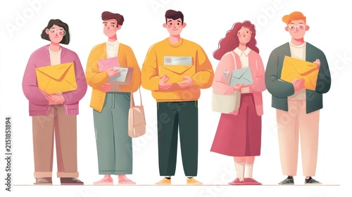 Group of people holding envelopes