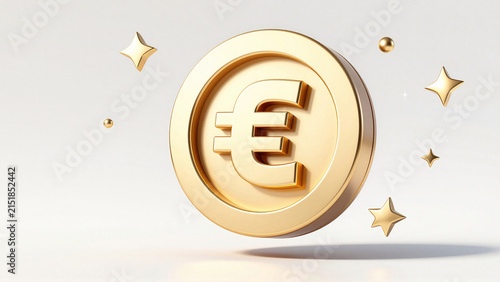 Golden Euro Currency Coin with Dollar Symbol, 3D Metallic Finance Icon Representing Money, Banking, Wealth, Investment and Global Financial Markets