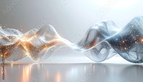 Abstract Glowing Wave Fluid Molecule DNA Helix Structure Digital Technology Background.