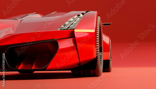 Close-up of a red sports car front highlighting sleek design