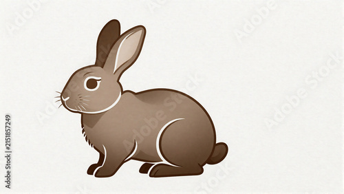 Cute Brown Rabbit Illustration Standing on a Plain Background