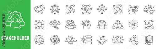 Bild auf Leinwand Set of stakeholder tech related line icons