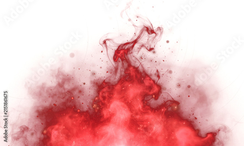 Abstract red smoke or fire explosion isolated on transparent background
